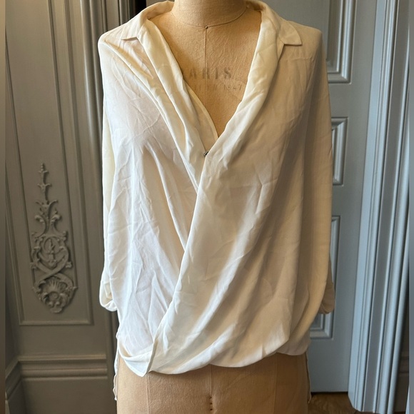 Topshop draped ivory blouse size 4 - Picture 2 of 5